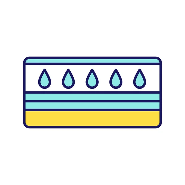 Farbsymbol Wassermatratze Wasserbett Schwebematratze Bettwäsche Isolierte Vektorabbildung — Stockvektor