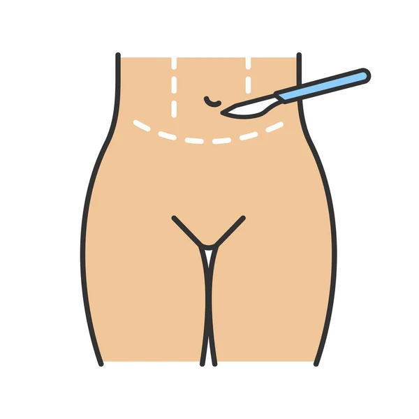 Tummy Tuck Icône Couleur Plastique Abdominoplastie Liposuccion Estomac Levage Abdominal — Image vectorielle
