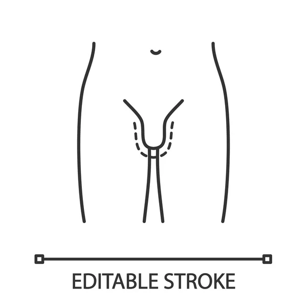 Penis Enlargement Surgery Linear Icon Penile Augmentation Thin Line Illustration — Stock vektor
