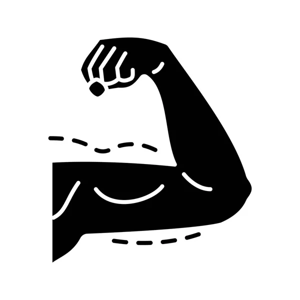男性の腕を持ち上げる手術グリフ アイコン 男性のための Brachioplasty 男性の整形手術 手術の腕が形状変更 シルエットのシンボル 否定的なスペース 分離したベクトル図 — ストックベクタ