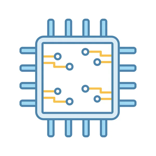 Procesador Con Iconos Color Circuitos Electrónicos Microprocesador Con Microcircuitos Chip — Vector de stock