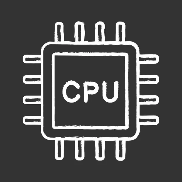Cpu 粉笔图标 电子芯片 芯片组 中央处理单元 电话处理器 集成电路 查出的向量黑板例证 — 图库矢量图片