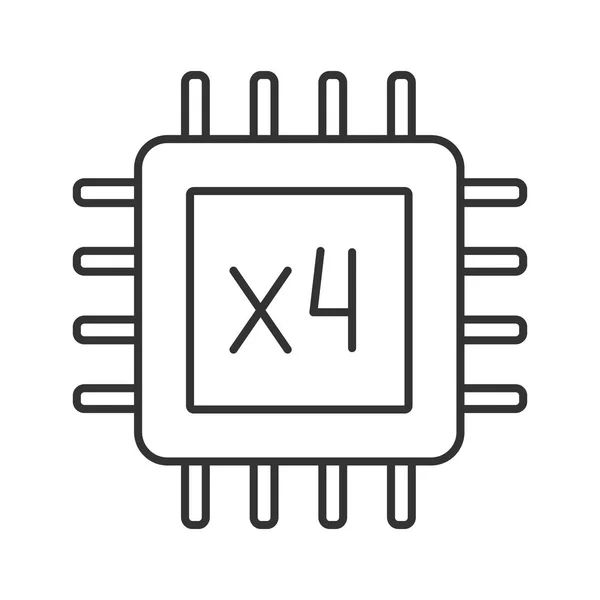 Négymagos Processzor Lineáris Ikonra Négy Alapvető Mikroprocesszor Vékony Vonal Szemlélteti — Stock Vector