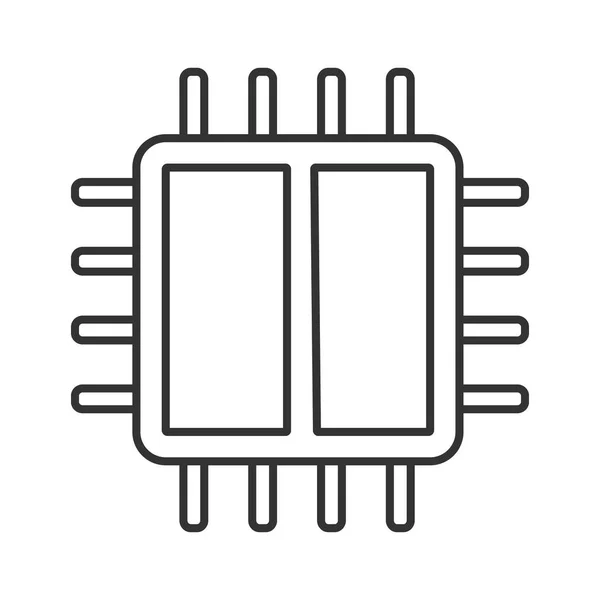 Dual Core Procesor Lineární Ikona Mikroprocesor Tenká Linie Obrázku Mikročip — Stockový vektor