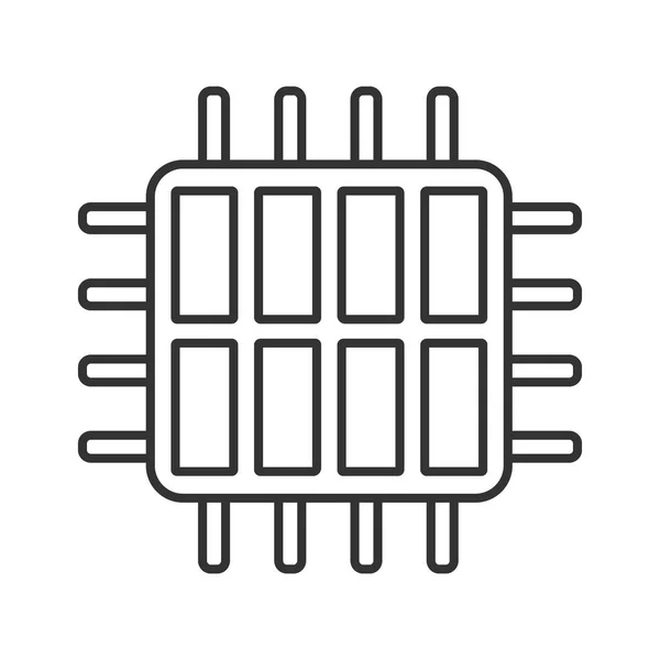 八核心处理器线性图标 八核心微处理器 细线插图 芯片组 Cpu 多核处理器 集成电路 矢量隔离轮廓图 可编辑描边 — 图库矢量图片