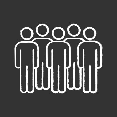 Toplantı tebeşir simgesi. Koalisyon ilkesi. Protestocular. Bir grup insan. Seçmenler, seçmenler. Sosyal ve siyasi hareketi. Kalabalık. Sıradışı katılım. İzole vektör kara tahta çizim