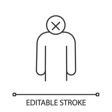 Apati doğrusal simgesi. Tükenmişlik ve depresyon. İnce hat illüstrasyon. Kronik stres. Stres belirti. Kontur sembolü. İzole anahat çizim vektör. Düzenlenebilir kontur