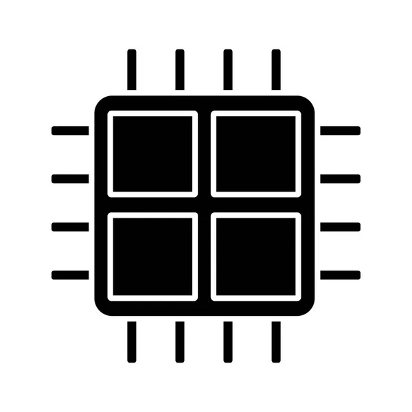 四核处理器标志符号图标 四核心微处理器 芯片组 Cpu 计算机多核处理器 集成电路 剪影符号 负空间 矢量隔离插图 — 图库矢量图片