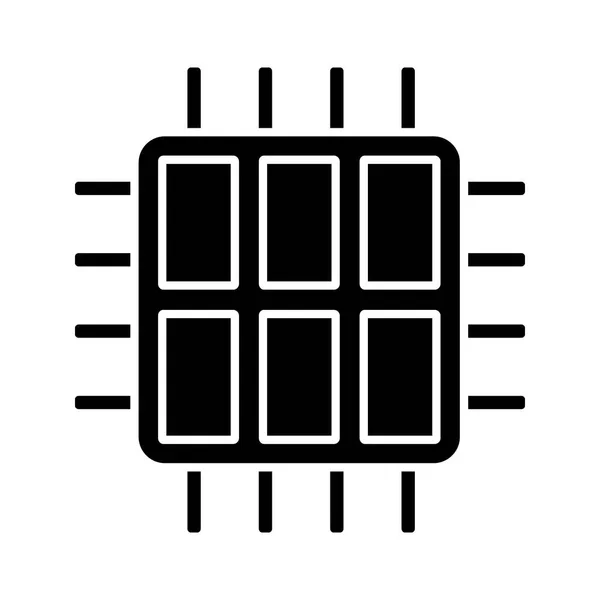 六核心处理器标志符号图标 六微处理器 芯片组 Cpu 电话多核处理器 集成电路 剪影符号 负空间 矢量隔离插图 — 图库矢量图片