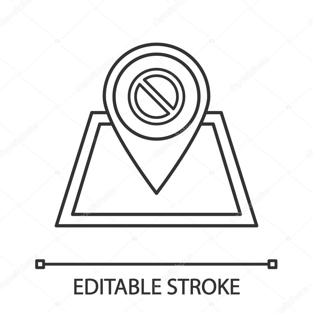 Protest location linear icon. Demonstration beginning place. Thin line illustration. Political or social movement planning. Protesters gathering point. Vector isolated outline drawing. Editable stroke