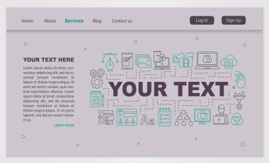 Grafik tasarım web sayfası vektör şablonu. İçerik düzenleme araçları ve yazılım. Web arabirimi fikir doğrusal resimler. Açılış sayfa düzeni. Web reklam, Web sayfasının renk kavramı