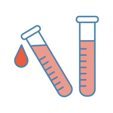 Laboratuvar test renk simgesi. Laboratuvar teşhis. Kimyasal araştırma. Test tüpleri. Bilimsel laboratuarı. İzole vektör çizim
