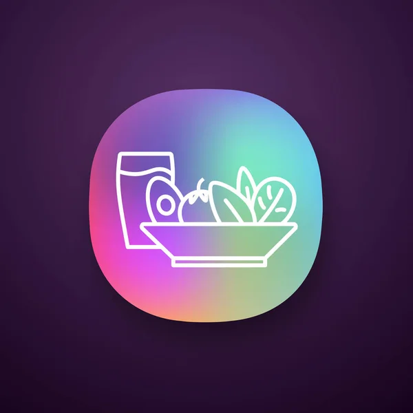 App Pictogram Salade Drankje Gezonde Voeding Salade Bar Vegetarische Maaltijden — Stockvector