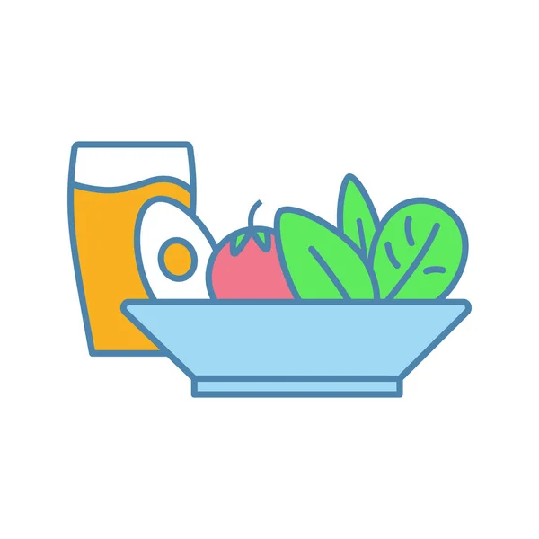 Salat Und Kaltgetränk Farbe Symbol Gesunde Ernährung Salatbar Vegetarische Kost — Stockvektor