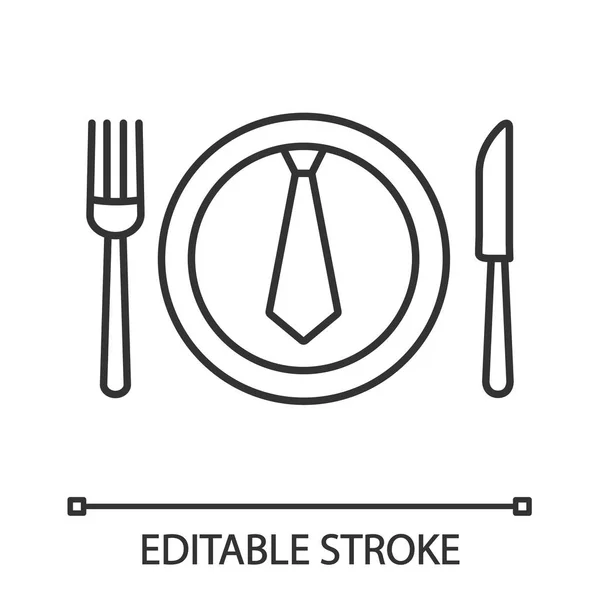 Üzleti Ebéd Vacsora Lineáris Ikonra Megvitatása Üzleti Étkezés Vékony Vonal — Stock Vector
