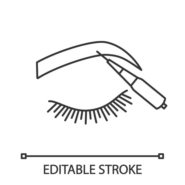 Microblading 眉毛線形アイコン 細い線の図 Microblading ペンツールを使用します 眉タトゥー ペンです アートメイク 眉を形成します 輪郭のシンボル — ストックベクタ