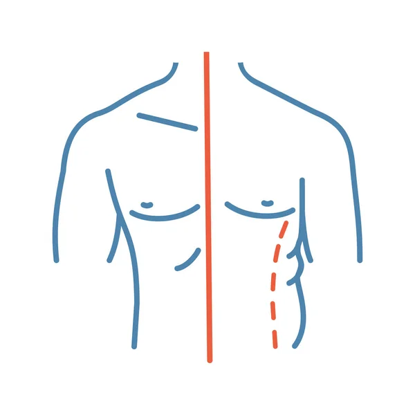 Raffreddamento Icona Colore Maschile Correzione Flange Liposuzione Maschile Contorno Del — Vettoriale Stock