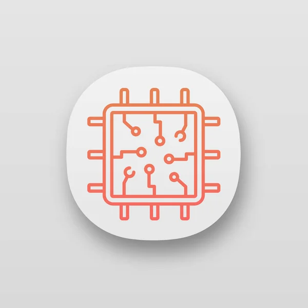 Prozessor Mit App Symbol Für Elektronische Schaltungen Schnittstelle Mikroprozessor Mit — Stockvektor