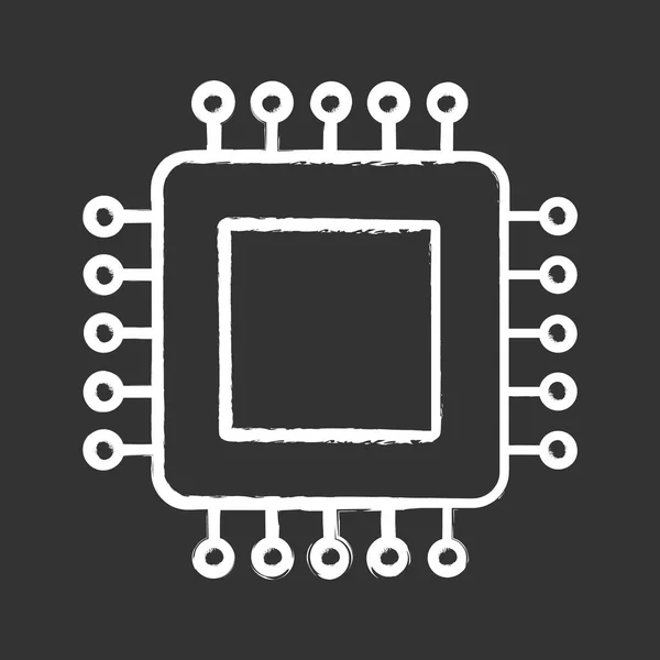 Processor Krijt Pictogram Microprocessor Cpu Central Processing Unit Geïntegreerde Schakeling — Stockvector