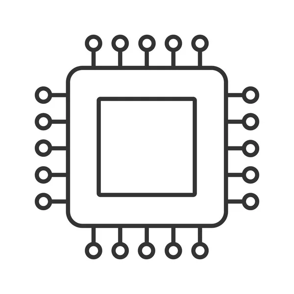 Procesor Lineární Ikona Mikroprocesor Tenká Linie Obrázku Cpu Integrovaný Obvod — Stockový vektor