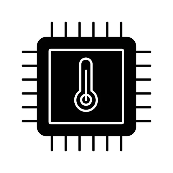 Processor Temperature Glyph Icon Core Temp Cpu Overheating Microchip Chipset — Stock Vector