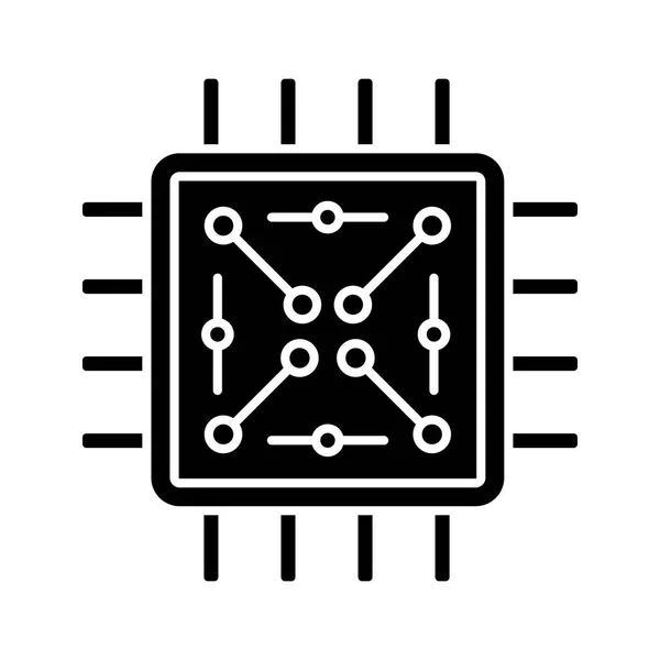 Procesor Ikoną Glifów Obwodów Elektronicznych Mikroprocesor Mikroukładów Chip Microchip Chipset — Wektor stockowy