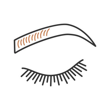 Microblading kaşlar renk simgesi. Kaşları renklendirme. Kalıcı makyaj. Kaşları dövme tarafından şekillendirme. Pigment uygulama. İzole vektör çizim