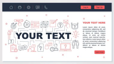 Müşteri Hizmetleri web sayfası tasarım vektör şablonu. Teknik destek. SSS. Web arabirimi fikir doğrusal resimler. Açılış sayfa düzeni. Web reklam, Web sayfasının renk kavramı 