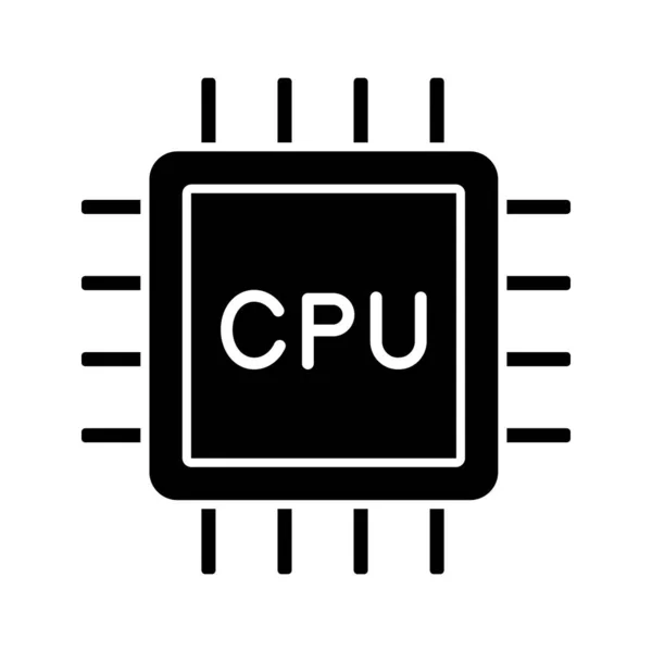 Cpu 标志符号图标 剪影符号 电子芯片 芯片组 中央处理单元 电话处理器 集成电路 负空间 矢量隔离插图 — 图库矢量图片