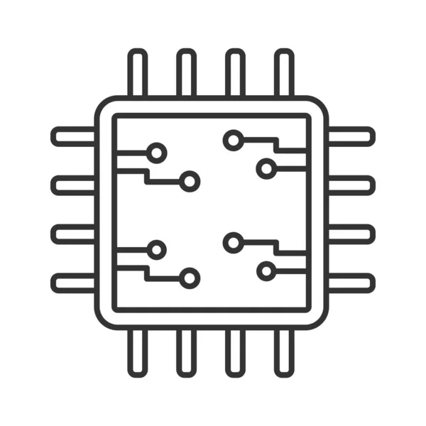 Procesador Con Circuitos Electrónicos Icono Lineal Microprocesador Con Microcircuitos Chip — Archivo Imágenes Vectoriales