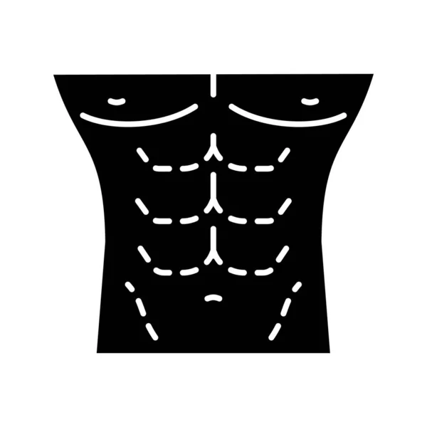 Corps Masculin Contouring Chirurgie Glyphe Icon Male Ventre Tuck Chirurgie — Image vectorielle