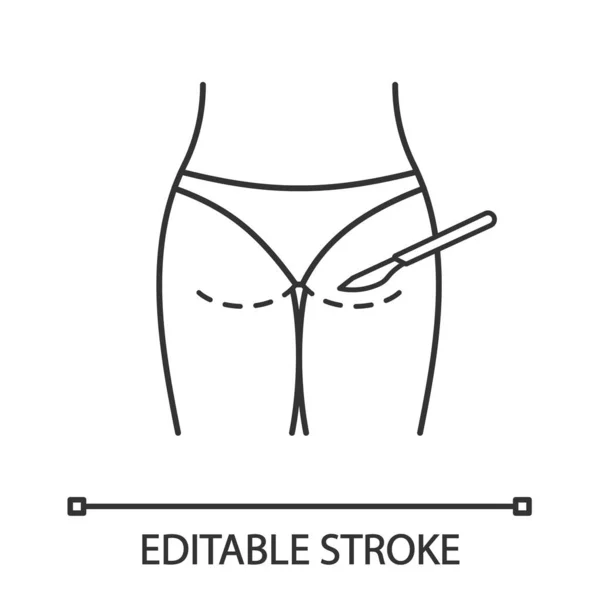 Gluteoplasty 线性图标 臀部增强和吸脂术 细线插图 臀部提升手术 整形手术 等值线符号 矢量隔离轮廓图 可编辑描边 — 图库矢量图片