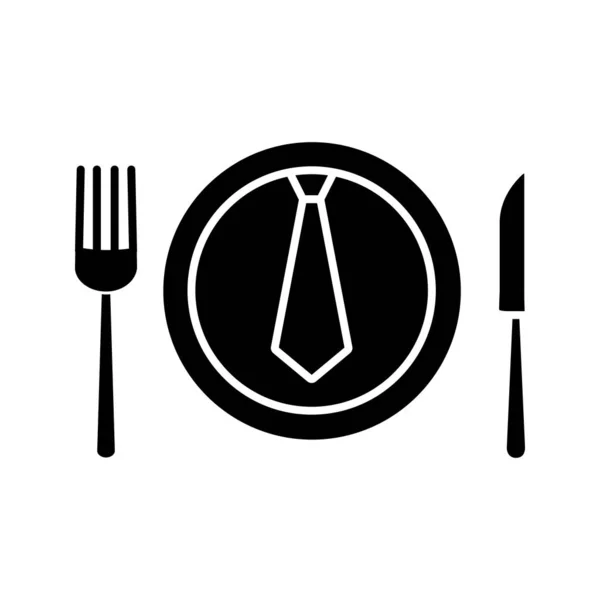 Üzleti Ebéd Vacsora Karakterjel Ikonra Megvitatása Üzleti Étkezés Táblázat Kés — Stock Vector