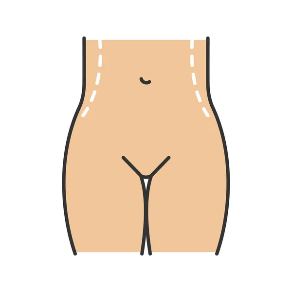 Taille Correctie Chirurgie Kleur Pictogram Liposuctie Van Flanken Contouren Taille — Stockvector