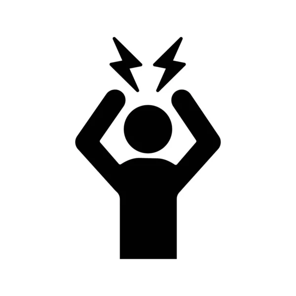 Icona Del Glifo Mal Testa Simbolo Della Silhouette Rabbia Irritazione — Vettoriale Stock