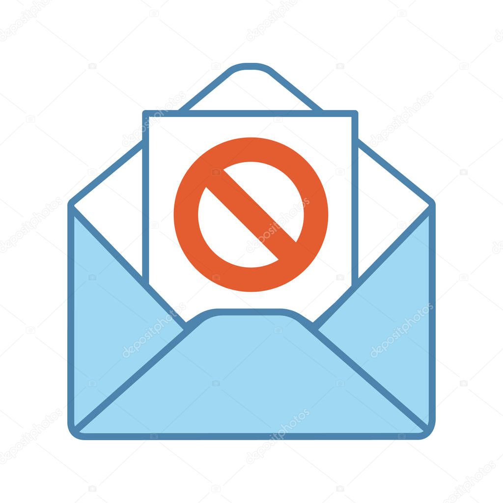 Protest action email notification color icon. Social or political movement targeted mailing. Sending letter with protest event details. Remonstration letter. Isolated vector illustration