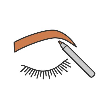 Kaşları renk simgesi şekillendirme. Makyaj kalem. Kaşları makyaj. Kaş şekillendirme. Kaş kalemi. İzole vektör çizim