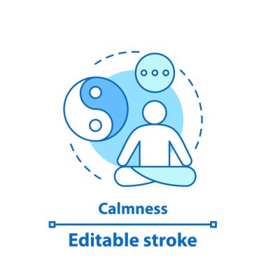 Sakinlik kavramı simge. Sağlık fikir ince hat illüstrasyon. Meditasyon, yoga. İzole anahat çizim vektör. Düzenlenebilir kontur