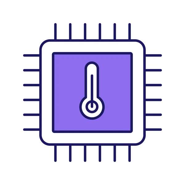 Ikona Kolor Temperatury Procesora Core Temp Przegrzewanie Się Procesora Chip — Wektor stockowy