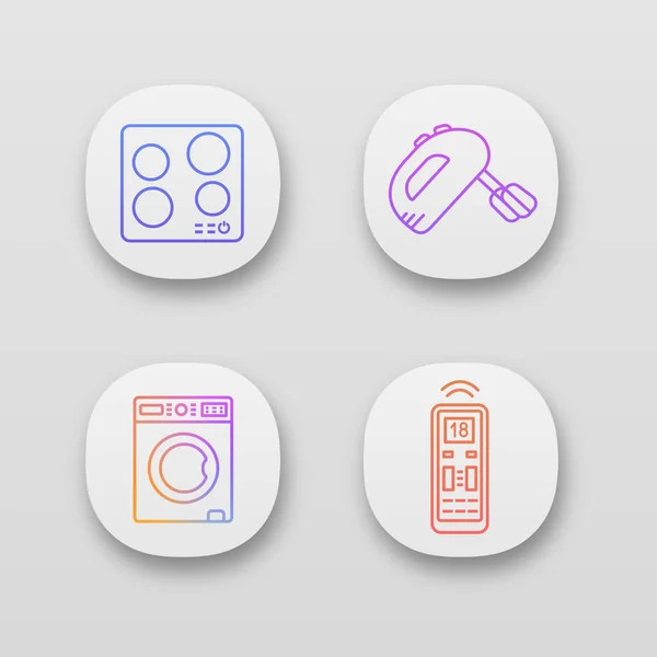 Σετ Εικονίδια App Οικιακών Συσκευών Ηλεκτρική Επαγωγική Εστία Μίξερ Χειρός — Διανυσματικό Αρχείο