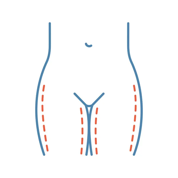 Stehna Výtahů Chirurgie Barevná Ikona Plastická Chirurgie Liposukce Stehen Boků — Stockový vektor