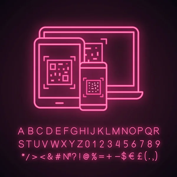 Codes Het Pictogram Van Neon Licht Van Verschillende Apparaten Generator — Stockvector