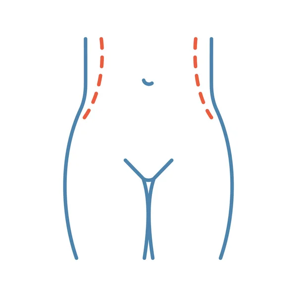 Taille Correctie Chirurgie Kleur Pictogram Liposuctie Van Flanken Contouren Taille — Stockvector