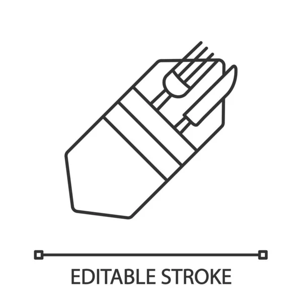 Gabel Und Messer Serviette Lineares Symbol Besteck Vorhanden Schmalspur Illustration — Stockvektor