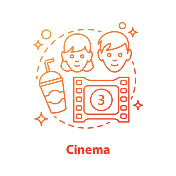 Cinema Date Concept Icon Couple Love Pastime Romantic Relationships Idea — Stock Vector