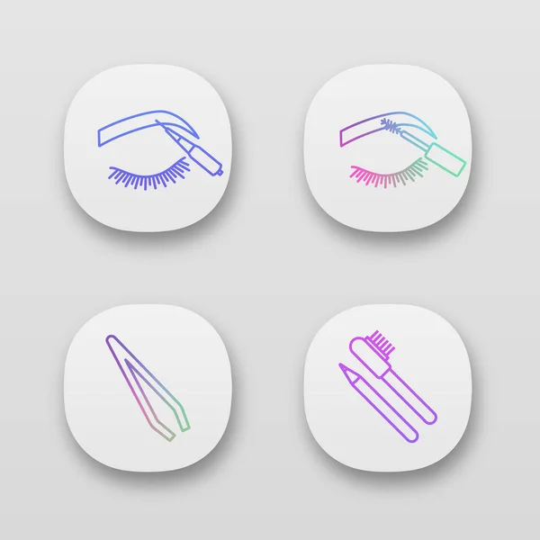 Szemöldök Alakításában App Ikonok Beállítása Kezelőfelület Microblading Szemöldök Szempillaspirál Kozmetikai — Stock Vector