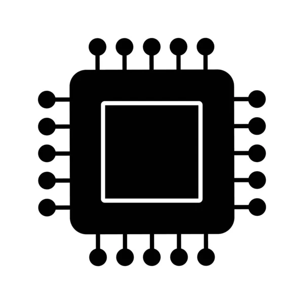 Processor Glyph Pictogram Microprocessor Cpu Central Processing Unit Geïntegreerde Schakeling — Stockvector