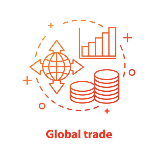 Ícone Conceito Crescimento Comércio Internacional Idéia Compra Global Ilustração Linha —  Vetores de Stock