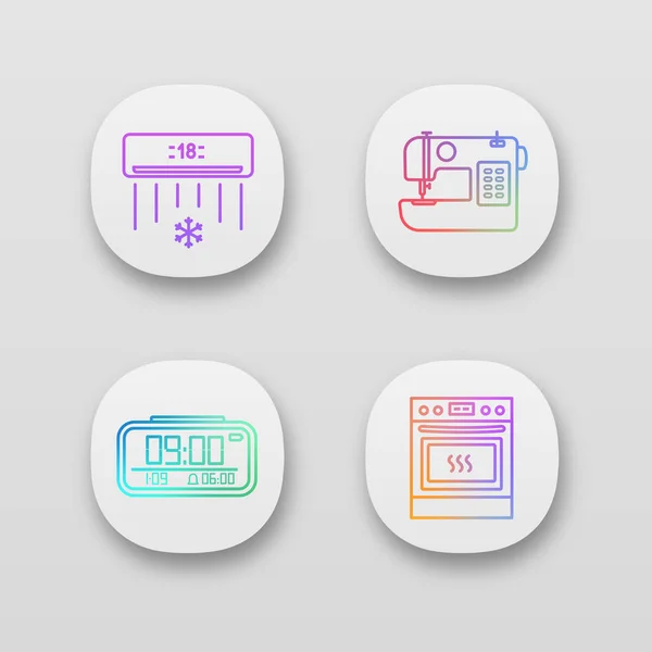 Σετ Εικονίδια App Οικιακών Συσκευών Διεπαφή Χρήστη Κλιματιστικό Ράβοντας Μηχανή — Διανυσματικό Αρχείο