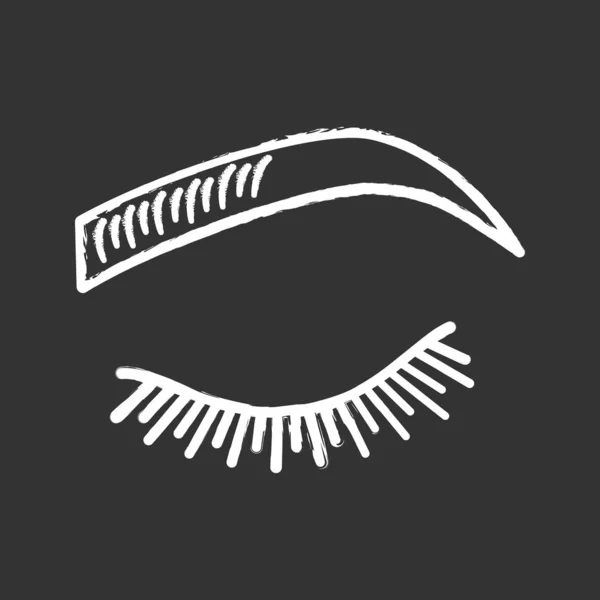 Microblading 眉毛はチョークのアイコンです 着色の眉毛 アートメイク 眉は入れ墨によって形成します 顔料のアプリケーション 分離ベクトル黒板の図 — ストックベクタ